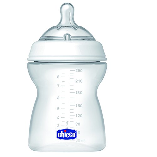 Chicco NaturalFeeling - Biberón con tetina redondeada anticólicos y flujo regulable para bebé de 2 meses en adelante, 250 ml