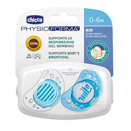 Chicco Physio Air - Pack de 2 chupetes de látex/caucho para 0 - 6 meses, modelos surtidos