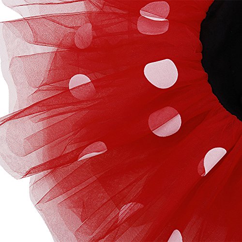 CHICTRY Vestidos de Princesa Tutú Disfraz Ratoncita Infantil con Diadema Traje de Fiesta Bautizo con Braga Interior para Bebés Niñas (12 Meses a 8 Años) Negro&Rojo 12 Meses