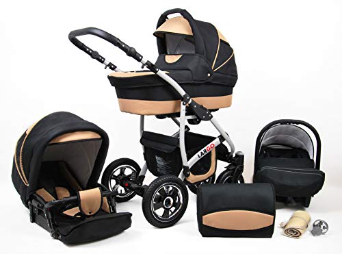 Cochecito de bebe 3 en 1 2 en 1 Trio Isofix silla de paseo New L-GO 2 by SaintBaby negro & beis 2in1 sin Silla de coche