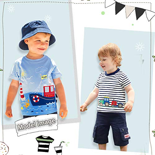 Conjuntos Bebé Niño, 2PC/Conjunto Ropa Bebe Unisex Ropa Bebe Recien Nacido Verano 24 Meses-2años Niños Rayas Barco Estampado Camiseta Tops y Pantalones Cortos