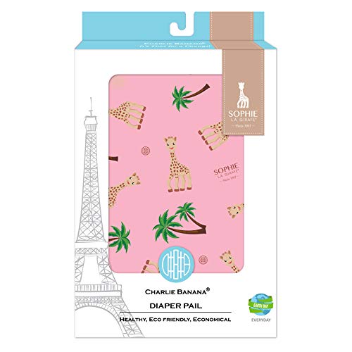 Cubeta colgante para pañales Sophie La Girafe – Bolsa impermeable grande para colgar pañales reutilizables o lavandería, color rosa Coco