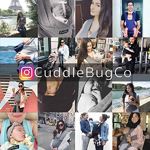 CuddleBug Fular Portabebés 9 en 1 – Canguro para Bebés Recién Nacidos y Niños hasta 16 Kg – Manos libres - Porta Bebés de Tela Suave y Elástico – Ideal como Regalo de Babyshower – Talla Única - (Gris)