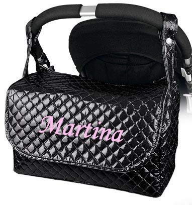 Danielstore - Bolso Plastificado carrito bebe personalizado con nombre bordado (nombre a elegir) Color negro