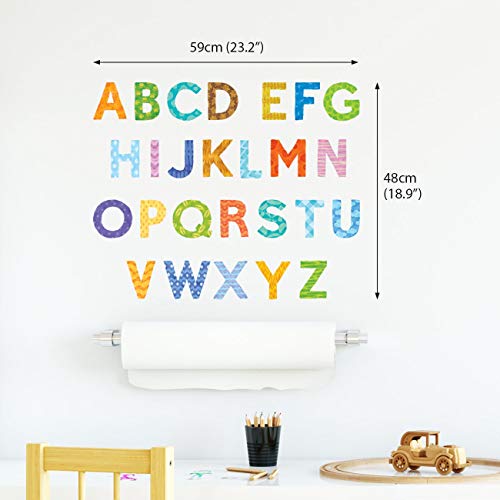 DECOWALL DA-1708A Letra del alfabeto mayúscula Vinilo Pegatinas Decorativas Adhesiva Pared Dormitorio Salón Guardería Habitación Infantiles Niños Bebés