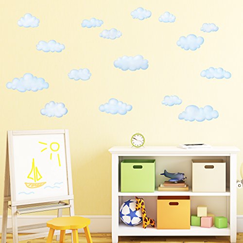 DECOWALL DW-1702 Nubes Vinilo Pegatinas Decorativas Adhesiva Pared Dormitorio Salón Guardería Habitación Infantiles Niños Bebés