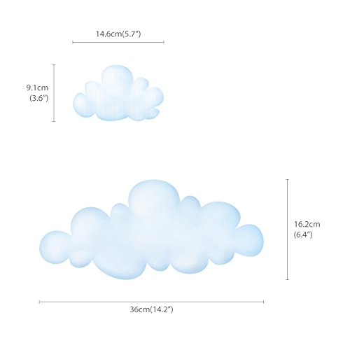 DECOWALL DW-1702 Nubes Vinilo Pegatinas Decorativas Adhesiva Pared Dormitorio Salón Guardería Habitación Infantiles Niños Bebés