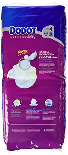 Dodot Pañales Protection Plus Activity, Talla 4, para Bebes de 9 a 14 kg - 48 Pañales