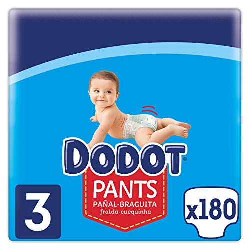 Dodot Pants Pañal-Braguita Talla 3, 180 Pañales, 6-11 kg, Pañal-Braguita con Ajuste 360° Anti-fugas