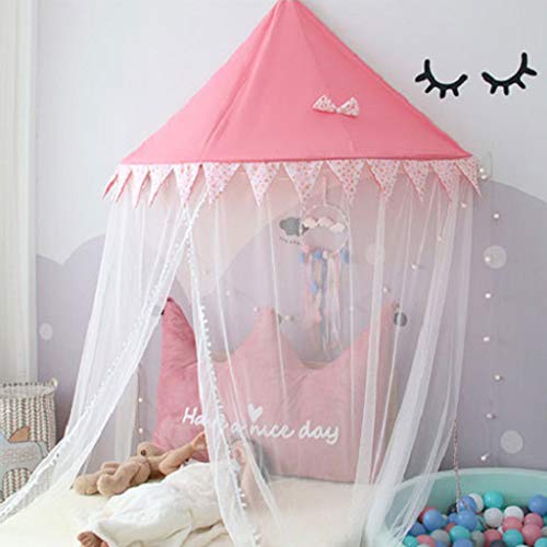 Dosel para Cama Infantil, Princesa Mosquitera Tienda de Campaña de Colgante Cortinas de Decoración para Habitación (Rojo)