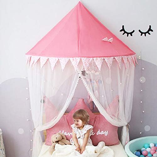 Dosel para Cama Infantil, Princesa Mosquitera Tienda de Campaña de Colgante Cortinas de Decoración para Habitación (Rojo)