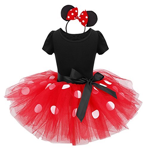 dPois Vestidos de Princesa Diadema Niña Bebé Fiesta Bautizo Tutú Ballet Danza Falda Lunares Bragas Disfraces Fantasía Carnaval Cumpleaños Infantil (6 Meses - 14 Años) Rojo 2 pc 6 Años