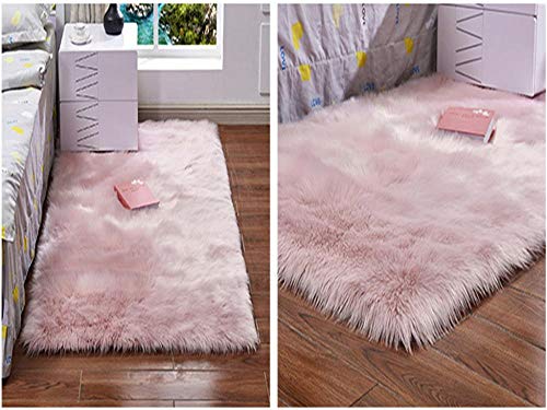 DRZJ Lana Artificial Alfombra Soft Pile Alfombra Alfombra Suave y esponjosa Alfombra de Pasillo de Color sólido Altura del Cabello Aproximadamente 6 cm    Rosa   80 * 180 cm