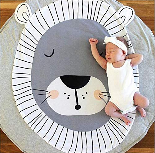 Estera de arrastre para bebé, Queta Alfombrilla de bebé para jugar Crawling dormir cambiar suave cálido grueso acolchado 90 cm Large Round (León)