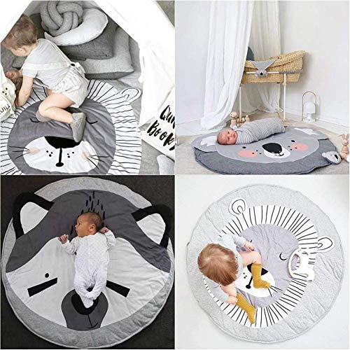 Estera de arrastre para bebé, Queta Alfombrilla de bebé para jugar Crawling dormir cambiar suave cálido grueso acolchado 90 cm Large Round (León)