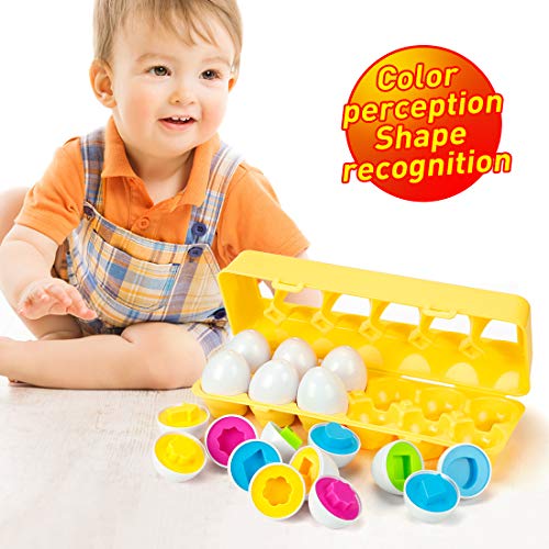 EXTSUD Huevos de Pascua Juguete Educativo para Niños 1 a 4 Años Juego de Reconocimiento de Color y Forma Puzzle, Ideal para Desarrollar Habilidades de Reconocimiento de Forma y Color