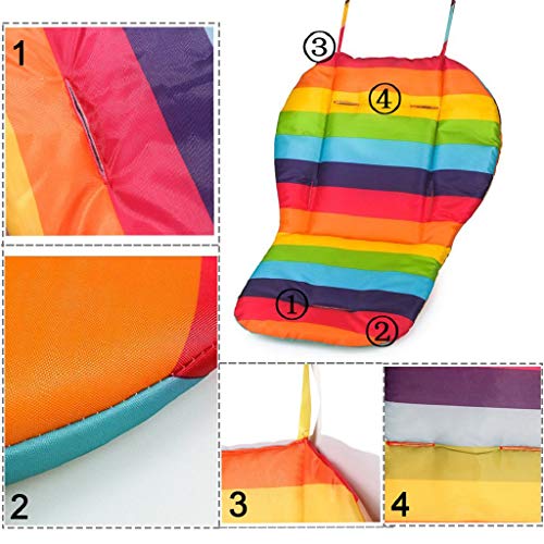 Fitzulam Cochecito Cojín Impermeable Trona de Bebé Sillón Acolchado Niño Asiento de Coche Infantil Almohadilla Transpirable Cochecito Transpirable Almohadilla Cochecito Infantil (Arco iris)