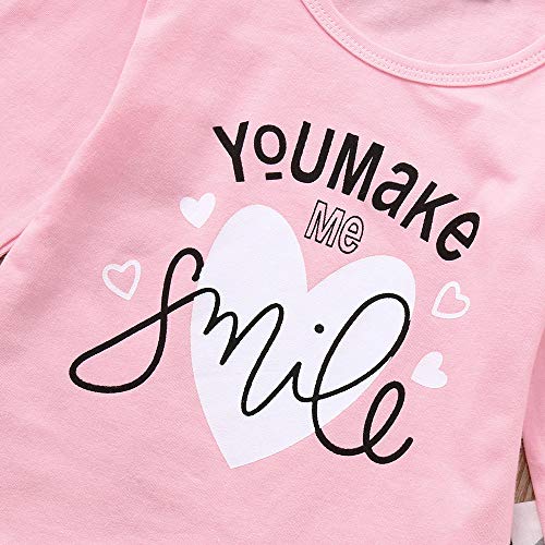 Fossen Ropa Bebe Niñas Camisetas de Manga Larga y Pantalones con Cintas de Pelo Recien Nacido Niñas Ropa Otoño/Invierno (3 Piezas) (12 Meses, You Make ME)