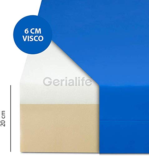 Gerialife® Colchón Geriátrico Hospitalario Articulado | 6 cm de Viscoelástica | Funda Sanitaria Impermeable (90x190)