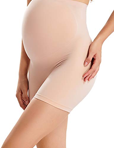 Gratlin Bragas para Embarazo sin Costura Shorts de Maternidad para Mujer Beige L