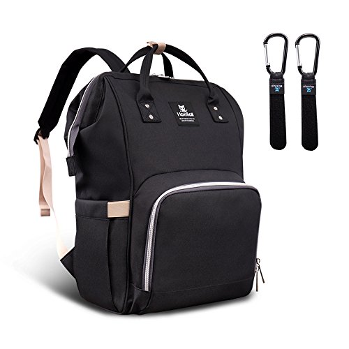 Hafmall Mochila para Pañales de Multifunción y Impermeable para Bebé Bolso para Pañales de Viaje con Ganchos Carrito Bebé (Negro)