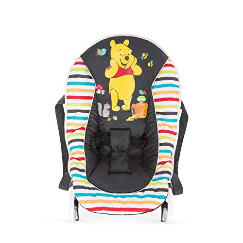 Hauck Rocky Pooh Geo - Hamaca para bebes de 0 meses hasta 9 kg, función mecedora, respaldo ajustable, vestidura desmontable y lavable a mano, sistema de arnés de 3 puntos, diseño de Disney