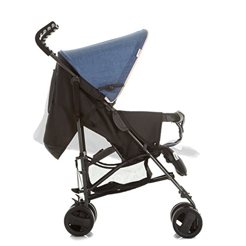 Hauck Sprint S - silla de paseo con posiciones de respaldo, ligera y compacta en plegado, para recien nacidos apto hasta 25 kg, manillar ergonomico, melange jeans caviar (azul)