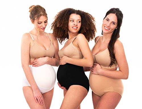 Herzmutter Calzoncillos de Embarazo - Bragas de Maternidad - Braguita de premamá - Ropa Interior para Futura mamá - Algodón - 5130 (S, Negro/Negro/Beige)