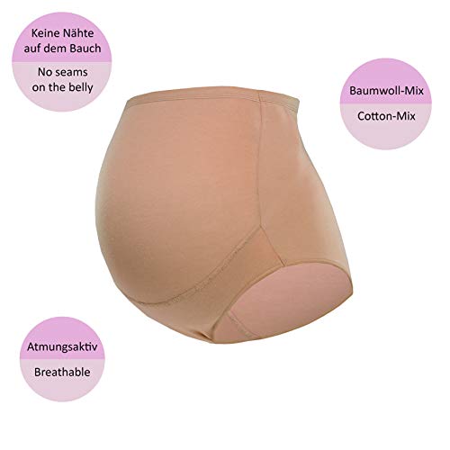 Herzmutter Calzoncillos de Embarazo - Bragas de Maternidad - Braguita de premamá - Ropa Interior para Futura mamá - Algodón - 5130 (S, Negro/Negro/Beige)