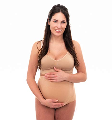 Herzmutter Calzoncillos de Embarazo - Bragas de Maternidad - Braguita de premamá - Ropa Interior para Futura mamá - Algodón - 5130 (S, Negro/Negro/Beige)