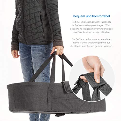 Hoco - Capazo Blando Universal 3 en 1 para Silla de Paseo - Portabebés Plegable (75x30 cm) con colchón, funda protectora y saco cubrepies para carrito- Gris