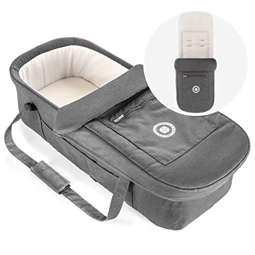 Hoco - Capazo Blando Universal 3 en 1 para Silla de Paseo - Portabebés Plegable (75x30 cm) con colchón, funda protectora y saco cubrepies para carrito- Gris