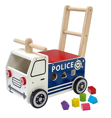 I M TOY - Correpasillos Andador de Madera camión de policía - IM87701