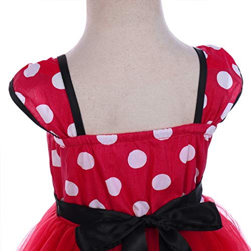 IBTOM CASTLE Traje Princesa Fiesta Minnie Vestido Bautizo para Bebés Niñas Ropa Recien Nacido Infantil Tutú Ballet Lunares Rojo 2-3 Años