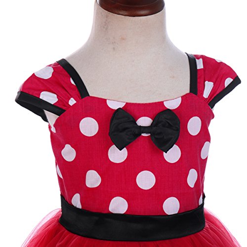 IBTOM CASTLE Traje Princesa Fiesta Minnie Vestido Bautizo para Bebés Niñas Ropa Recien Nacido Infantil Tutú Ballet Lunares Rojo 2-3 Años