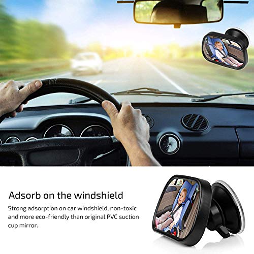 JAMETAI Bebé Espejo Retrovisor para Vigilar al Bebé en Coche, 360°Ajustable Espejo con Clip y con Ventosa, Inastillable Espejo Coche,Espejo de Seguridad para niños