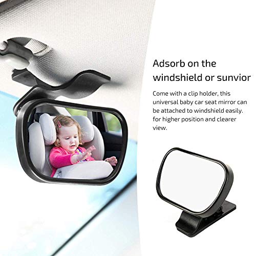 JAMETAI Bebé Espejo Retrovisor para Vigilar al Bebé en Coche, 360°Ajustable Espejo con Clip y con Ventosa, Inastillable Espejo Coche,Espejo de Seguridad para niños