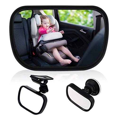 JAMETAI Bebé Espejo Retrovisor para Vigilar al Bebé en Coche, 360°Ajustable Espejo con Clip y con Ventosa, Inastillable Espejo Coche,Espejo de Seguridad para niños