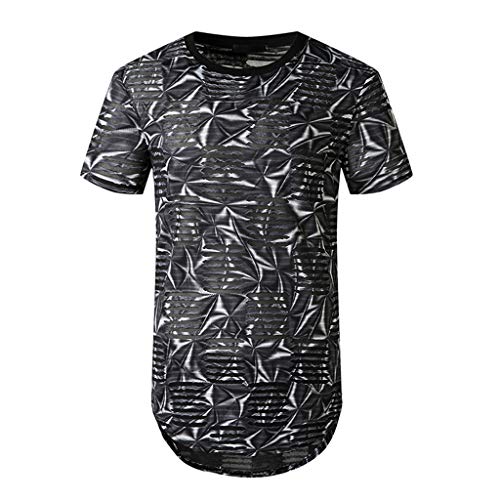 JiaMeng_ZI Ropa de Moda,Club Nocturno Manga Corta Verano Casual Original 3D Estampada O-Cuello Camisas Blusa Tops Cómodo Personalidad Tallas Grande Delgado Hip Hop Camiseta Dobladillo Irregular