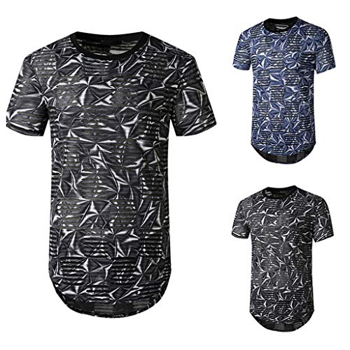 JiaMeng_ZI Ropa de Moda,Club Nocturno Manga Corta Verano Casual Original 3D Estampada O-Cuello Camisas Blusa Tops Cómodo Personalidad Tallas Grande Delgado Hip Hop Camiseta Dobladillo Irregular