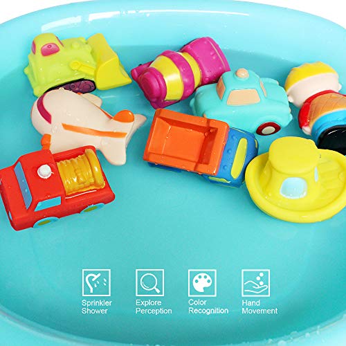 JUNSHEN Juguetes para vehículos de baño (8 PCS),Juguetes flotantes de baño Suave para bebés Bañera Aprendizaje Baño Coche Juguetes y Juguetes para Camiones de bañera para niños pequeños