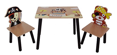 Kiddi Style Mesa y Sillas Infantiles Piratas - Madera - par ninos