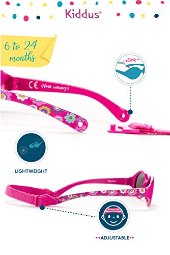 Kiddus Gafas de sol para bebe, niños y niñas. SUPER FLEXIBLES. A partir de 6 meses. UV400 100% protección rayos UVA y UVB. Seguras, confortables, muy resistentes. Baby Comfort