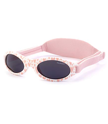 Kiddus Gafas de sol PREMIUM POLARIZADAS para bebé, niño y niña. 0 meses a 2 años. UV400 100% protección rayos UVA y UVB. Suave puente de SILICONA para la nariz. Banda ajustable de NEOPRENO