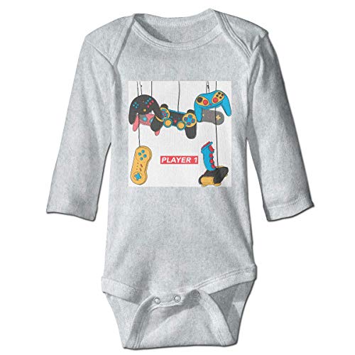 Klotr Mameluco Bebé, Player 1 Vintage Video Game Pijama de Algodón Mameluco Niñas Niños Pelele Mono Manga Larga Trajes