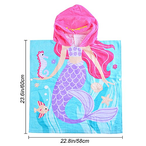 laamei Algodón Poncho Encapuchado Toalla de Baño Playa Transpirable Albornoces de Dibujos Animados Delfín Infantiles (60x58cm)