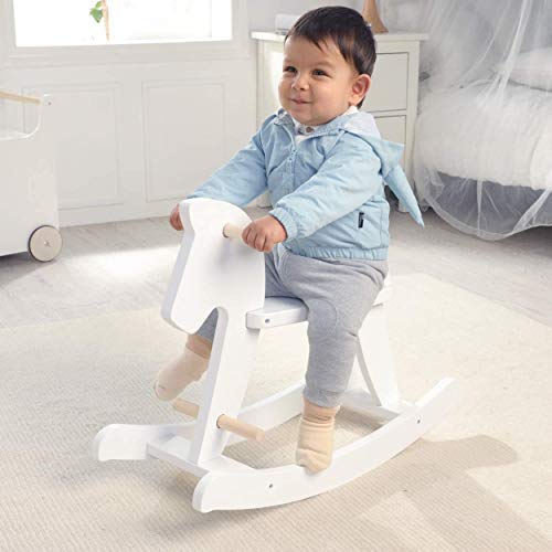 Labebe Bebé Mecedora Madera Blanco, Caballito Blanco para bebé 1-3 años, Bebé Mecedora Animal / Bebé Caballo Mecedora Caballo pequeño / Columpio niño / Caballito / Animal Swing / Mecedora Niños…