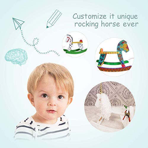 Labebe Bebé Mecedora Madera Blanco, Caballito Blanco para bebé 1-3 años, Bebé Mecedora Animal / Bebé Caballo Mecedora Caballo pequeño / Columpio niño / Caballito / Animal Swing / Mecedora Niños…