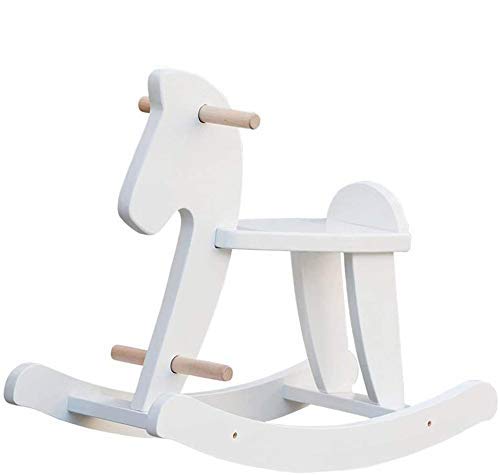 Labebe Bebé Mecedora Madera Blanco, Caballito Blanco para bebé 1-3 años, Bebé Mecedora Animal / Bebé Caballo Mecedora Caballo pequeño / Columpio niño / Caballito / Animal Swing / Mecedora Niños…