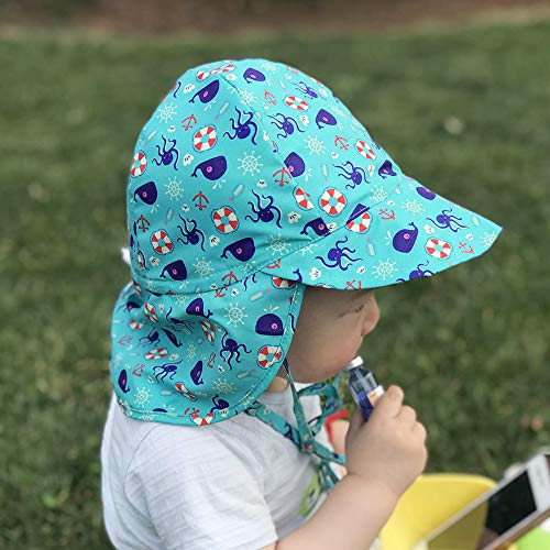 LACOFIA Sombrero de Playa de protección Solar para bebé Gorro de Verano de Solapa Ajustable Super Suave para niños Pulpo 2-5 años